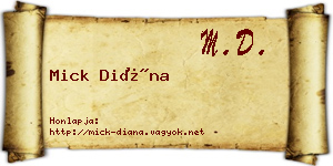 Mick Diána névjegykártya